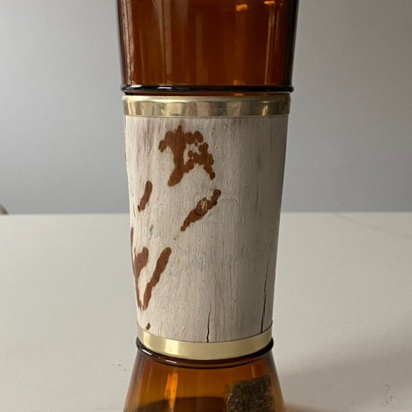 VTG Siesta Ware Tumbler Amber Glass w Walnut Wood Veneer Wrap Jacket - Picture 2 of 11